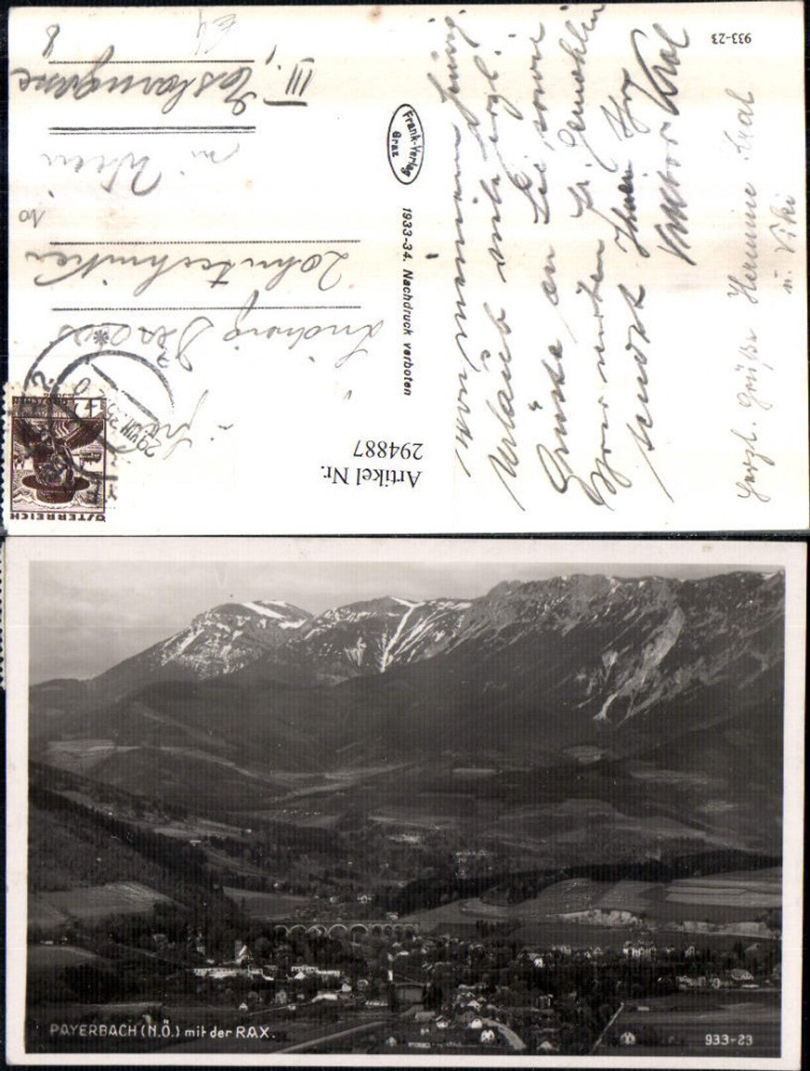 294887,Payerbach Totale m. Viadukt Brücke u. Rax Bergkulisse