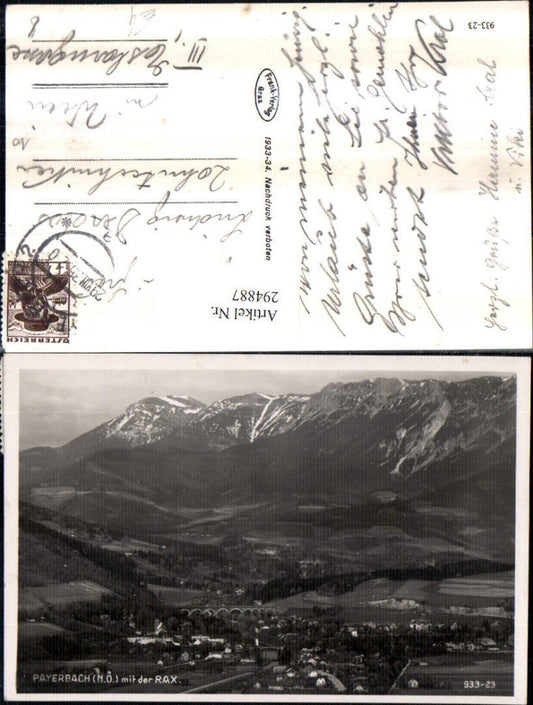 294887,Payerbach Totale m. Viadukt Brücke u. Rax Bergkulisse