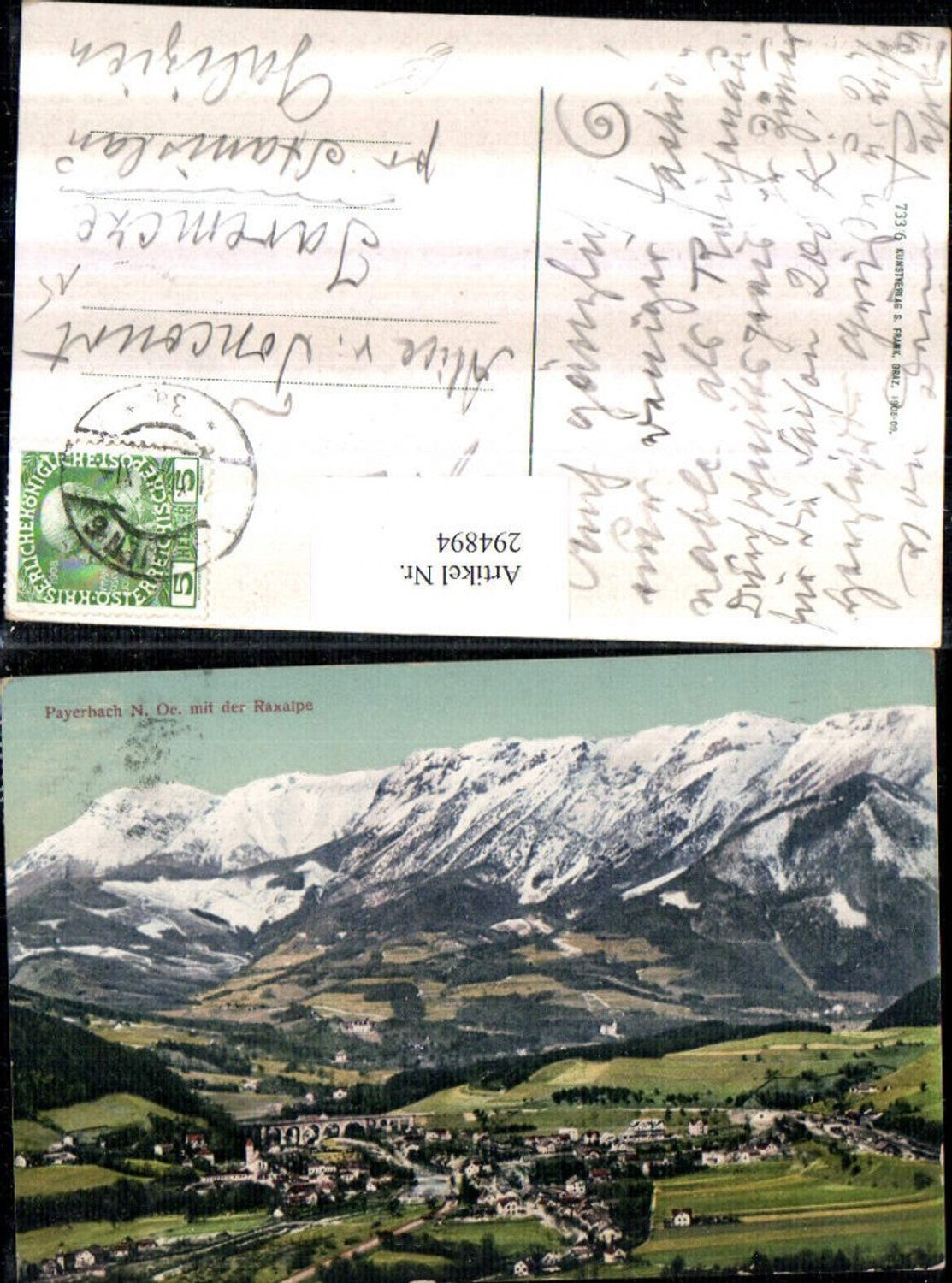 294894,Payerbach Totale m. d. Raxalpe Bergkulisse