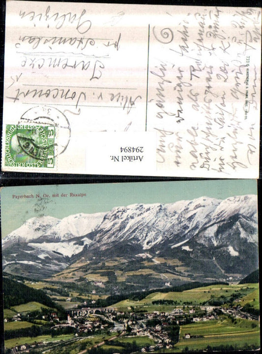 294894,Payerbach Totale m. d. Raxalpe Bergkulisse