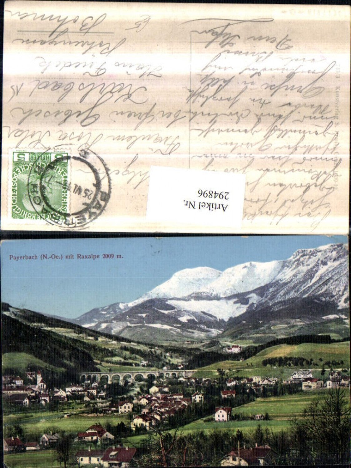 294896,Payerbach Totale m. Viadukt Brücke u. Raxalpe Bergkulisse