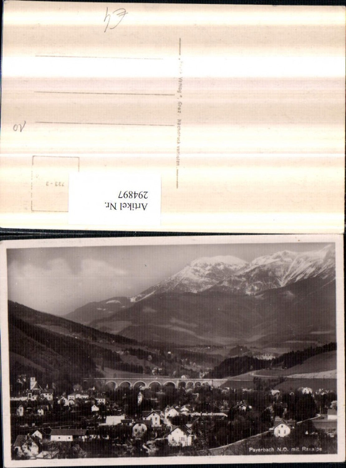 294897,Payerbach Totale m. Viadukt Brücke u. Raxalpe Bergkulisse