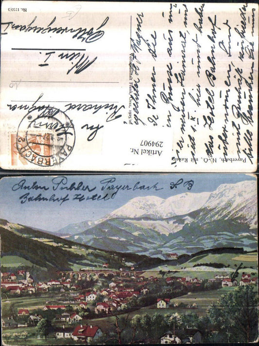 294907,Payerbach Totale m. Viadukt Brücke geg. Raxalpe Bergkulisse