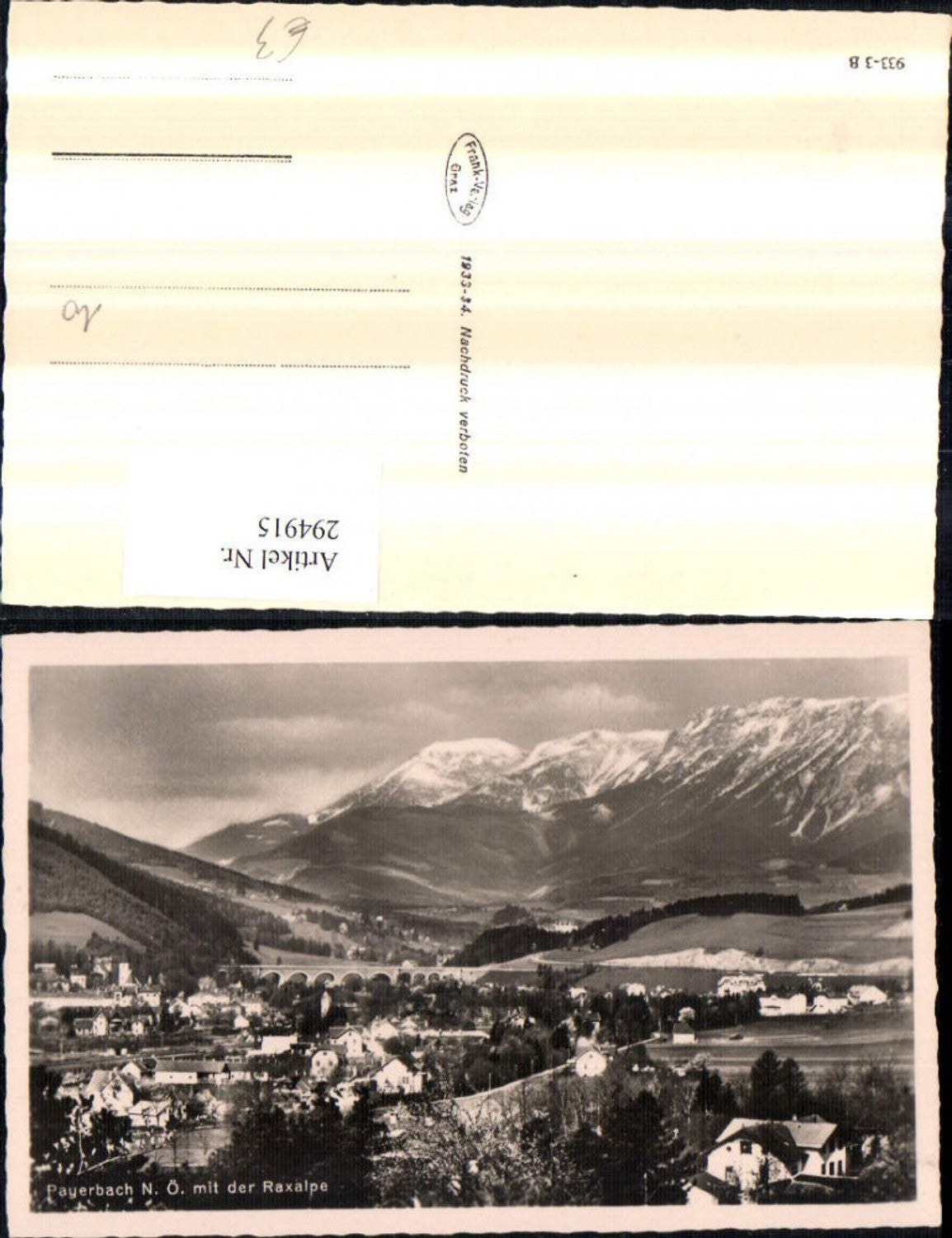 294915,Payerbach Totale m. Viadukt Brücke geg. Raxalpe Bergkulisse