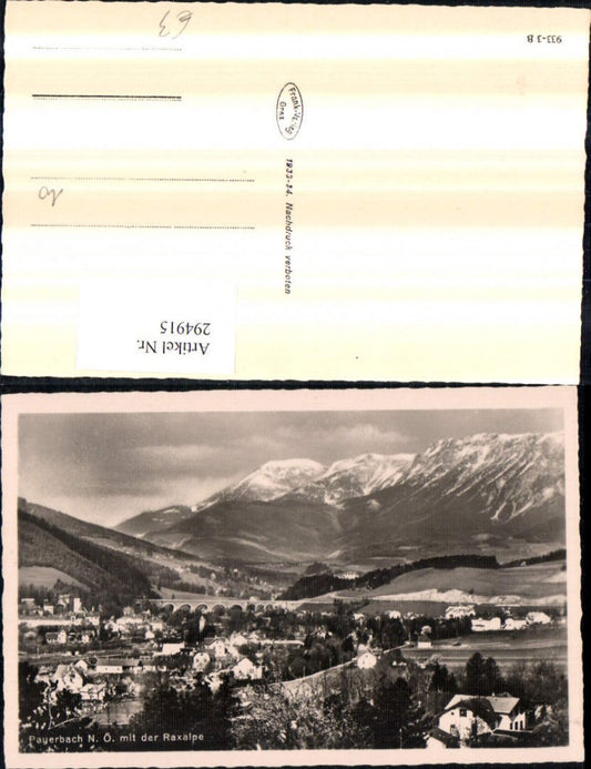 294915,Payerbach Totale m. Viadukt Brücke geg. Raxalpe Bergkulisse