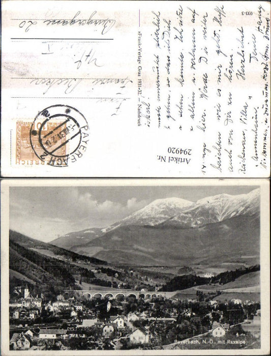 294920,Payerbach Totale m. Viadukt Brücke u. Raxalpe Bergkulisse