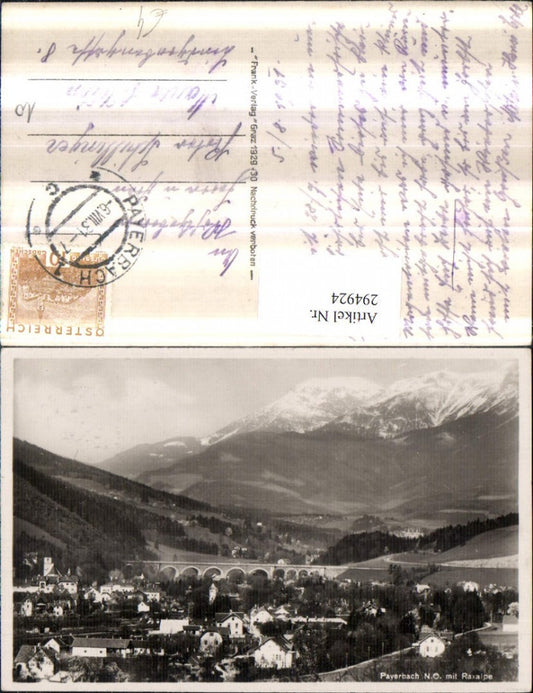 294924,Payerbach Totale m. Viadukt Brücke u. Raxalpe Bergkulisse