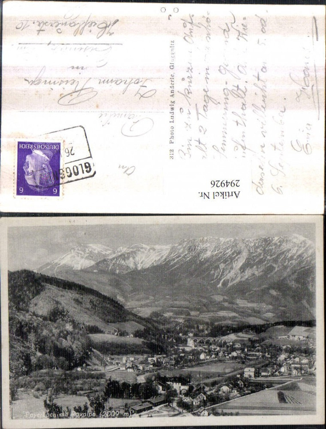 294926,Payerbach Totale m. Raxalpe Bergkulisse