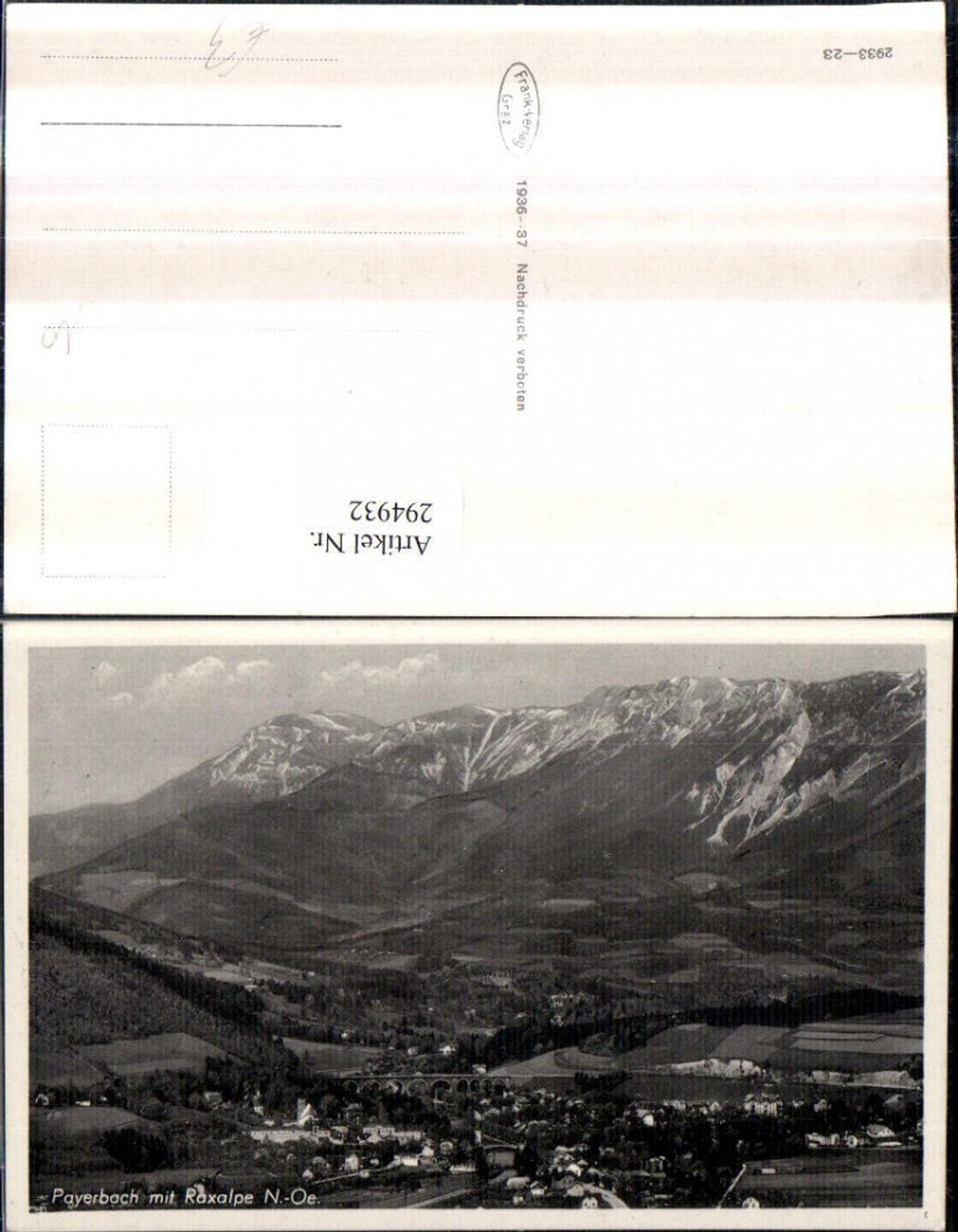 294932,Payerbach Totale m. Raxalpe Bergkulisse