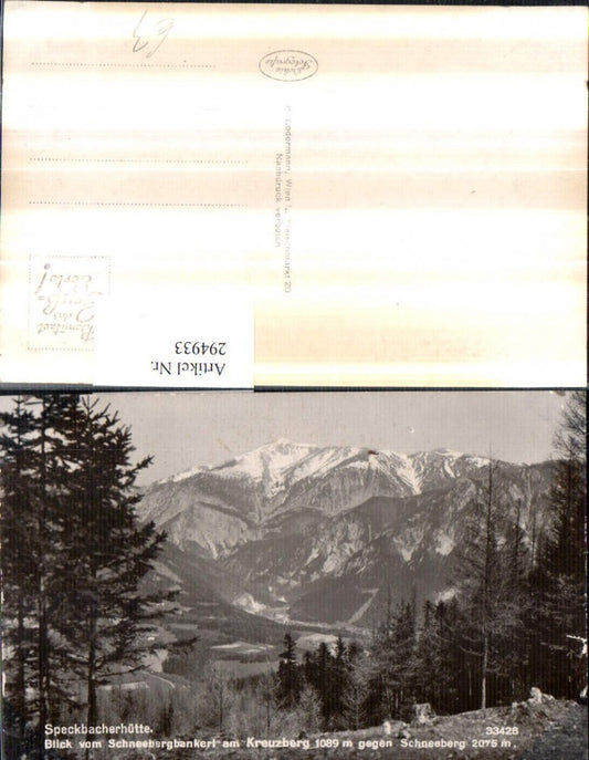 294933,Speckbacherhütte Blick vom Schneebergbankerl am Kreuzberg geg. Schneeberg Bergkulisse