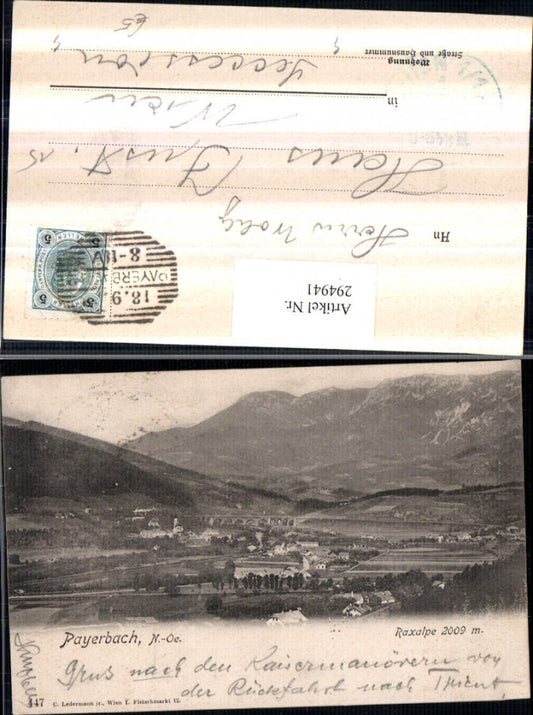 294941,Payerbach Totale m. Raxalpe Bergkulisse