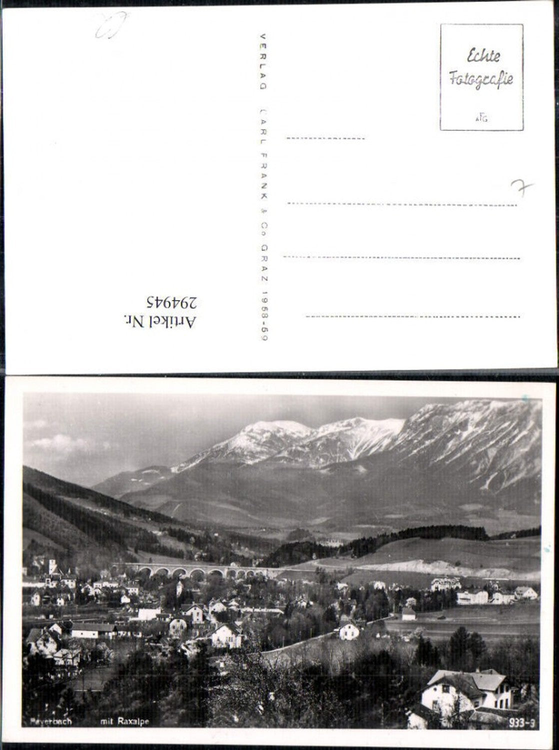 294945,Payerbach Totale m. Viadukt Brücke u. Raxalpe Bergkulisse