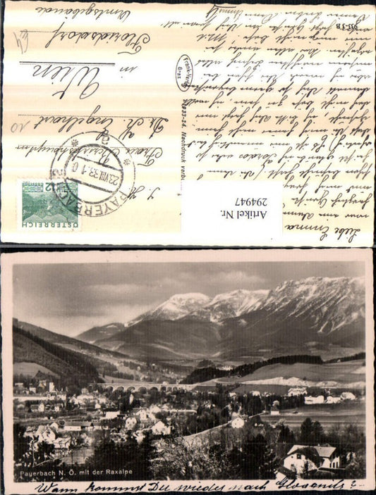294947,Payerbach Totale m. Viadukt Brücke u. Raxalpe Bergkulisse