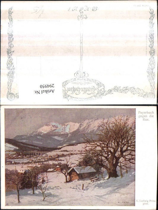294950,Künstler AK Karl Ludwig Prinz Payerbach Totale geg. Rax Winterbild pub Brüder Kohn 286/11