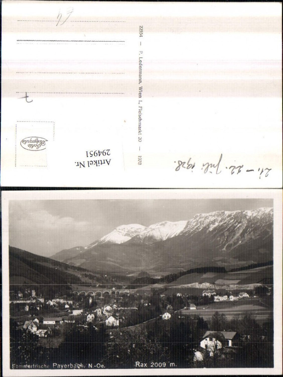 294951,Payerbach Totale m. Viadukt Brücke u. Rax Bergkulisse