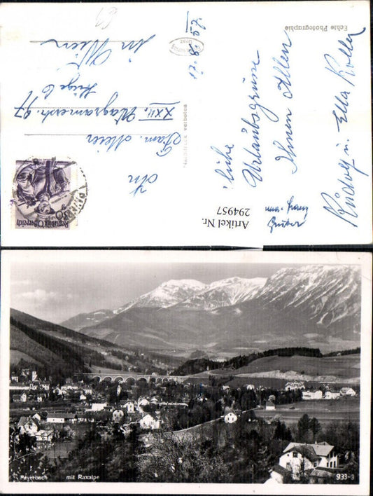 294957,Payerbach Totale m. Viadukt Brücke u. Raxalpe Bergkulisse