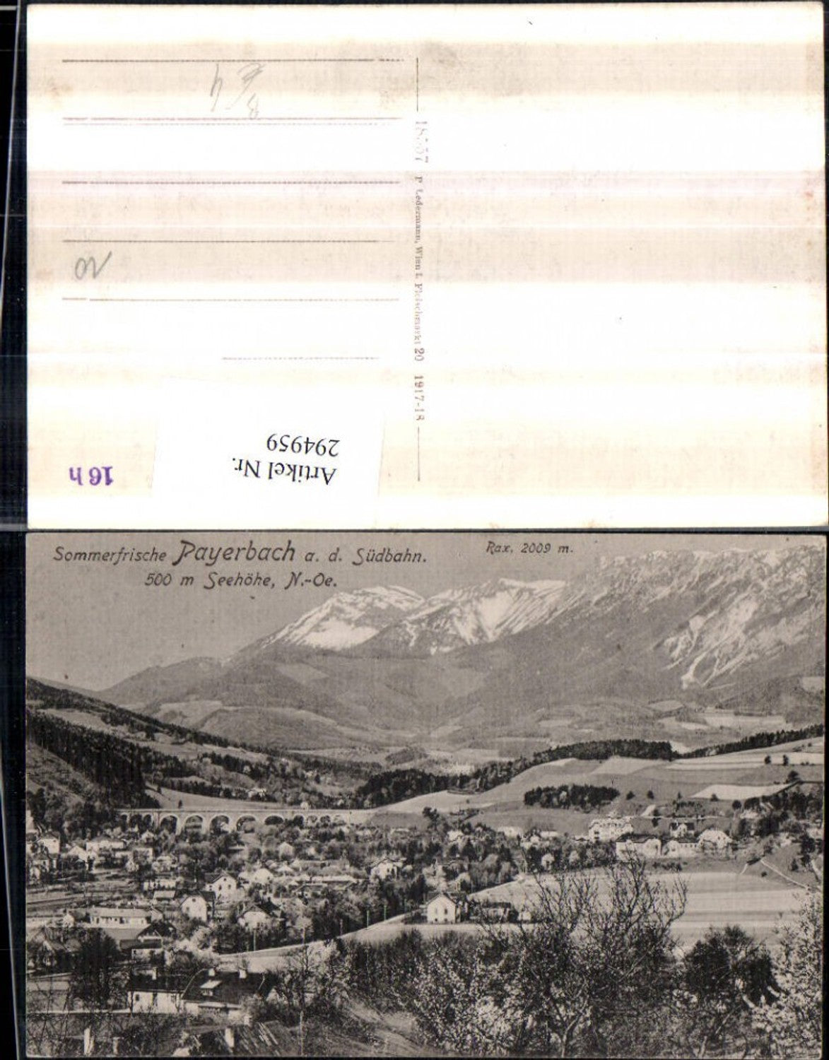 294959,Payerbach an d. Südbahn Totale m. Viadukt u. Rax Bergkulisse