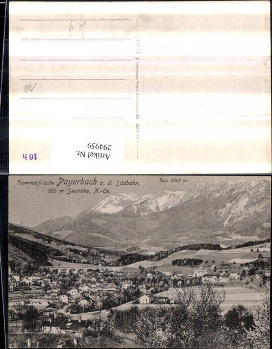 294959,Payerbach an d. Südbahn Totale m. Viadukt u. Rax Bergkulisse