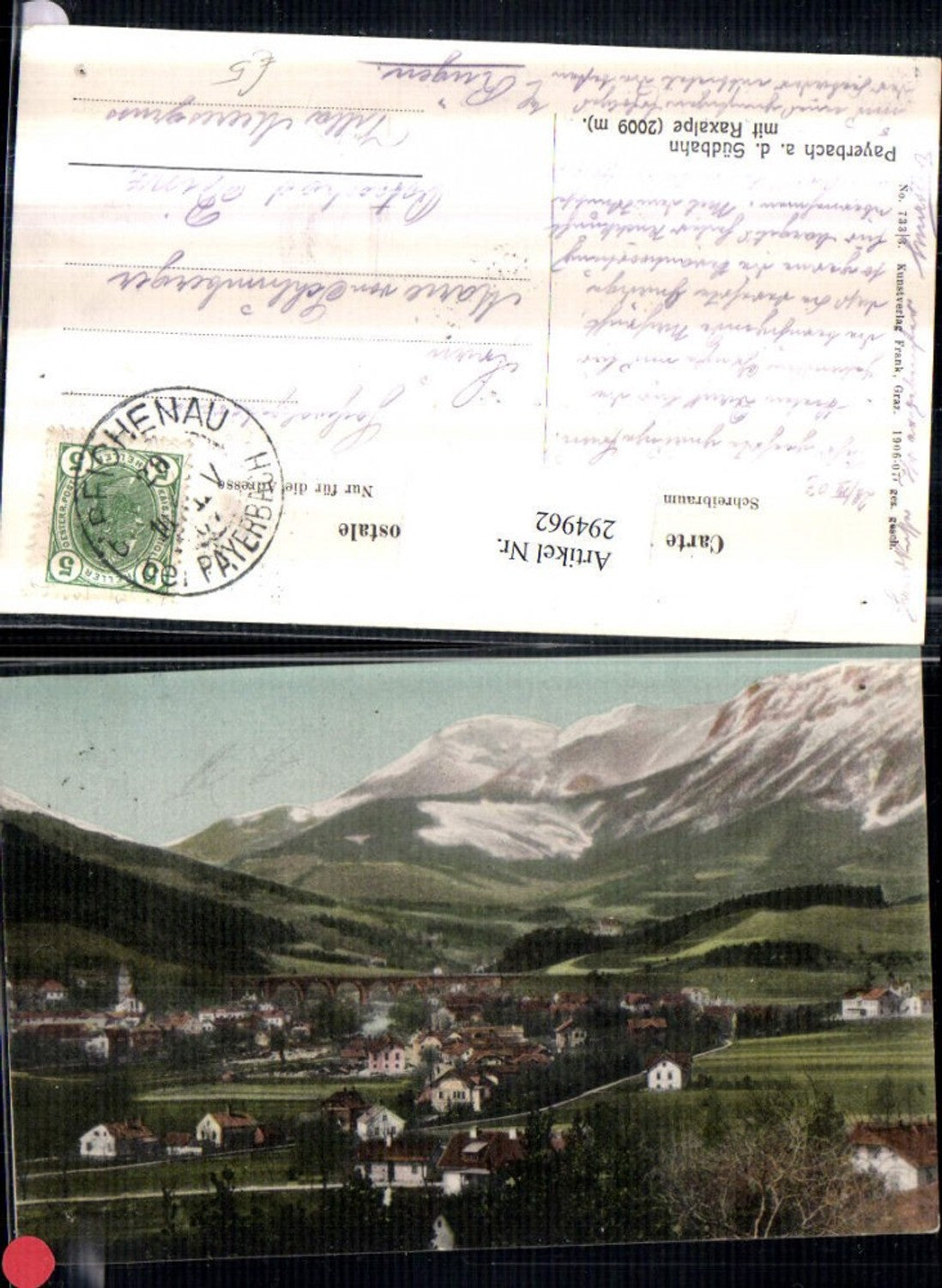 294962,Payerbach an d. Südbahn Totale m. Viadukt Brücke u. Raxalpe Bergkulisse
