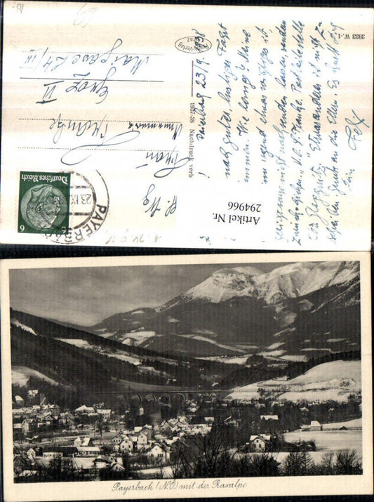 294966,Payerbach Totale m. Viadukt Brücke u. Raxalpe Bergkulisse Winterbild