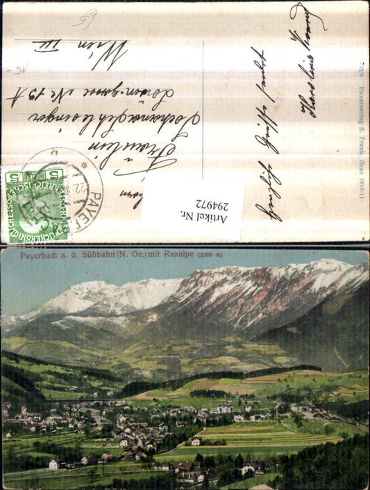 294972,Payerbach an d. Südbahn Totale m. Raxalpe Bergkulisse
