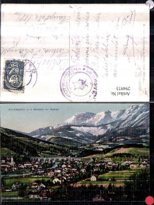 294973,Payerbach an d. Südbahn Totale m. Viadukt Brücke u. Raxalpe Bergkulisse
