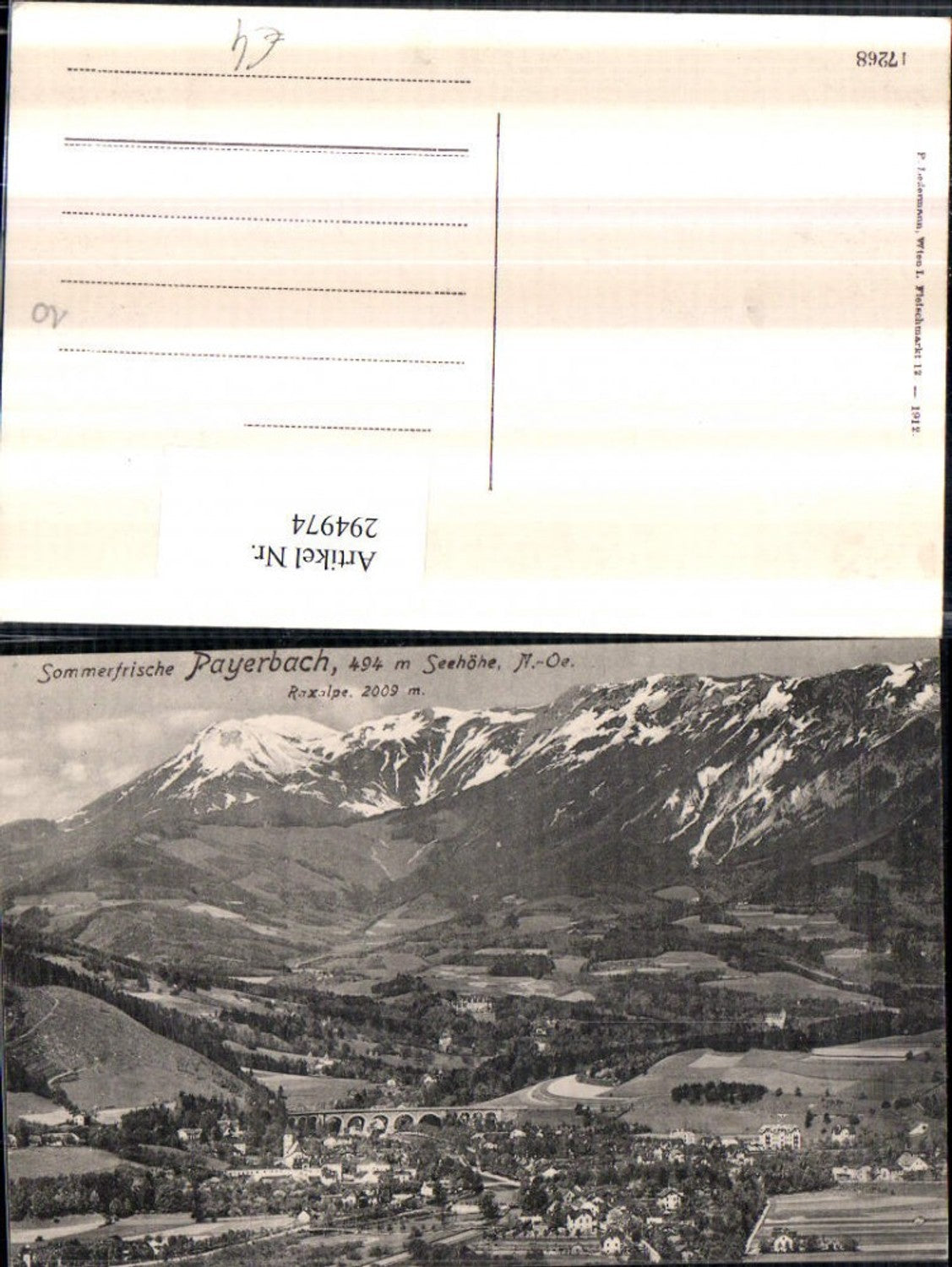 294974,Payerbach Totale m. Raxalpe Bergkulisse