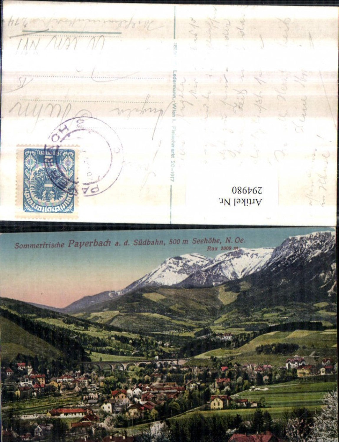 294980,Payerbach an d. Südbahn Totale m. Rax Bergkulisse