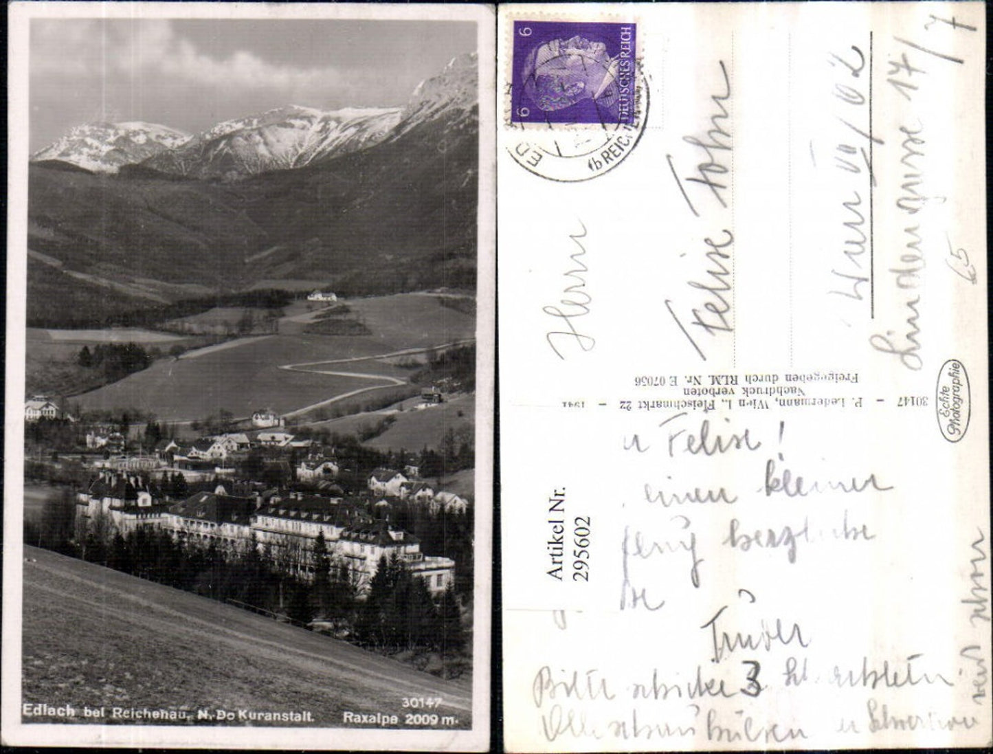 295602,Edlach b. Reichenau Totale m. Kuranstalt Bergkulisse