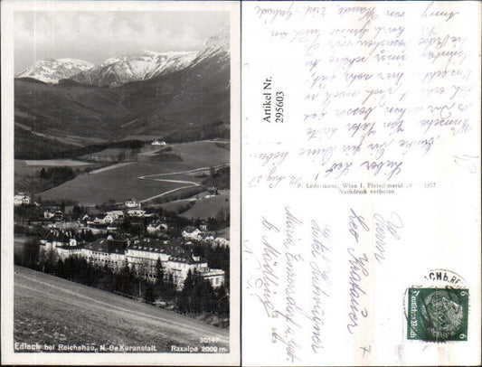 295603,Edlach b. Reichenau Totale m. Kuranstalt geg. Raxalpe Bergkulisse