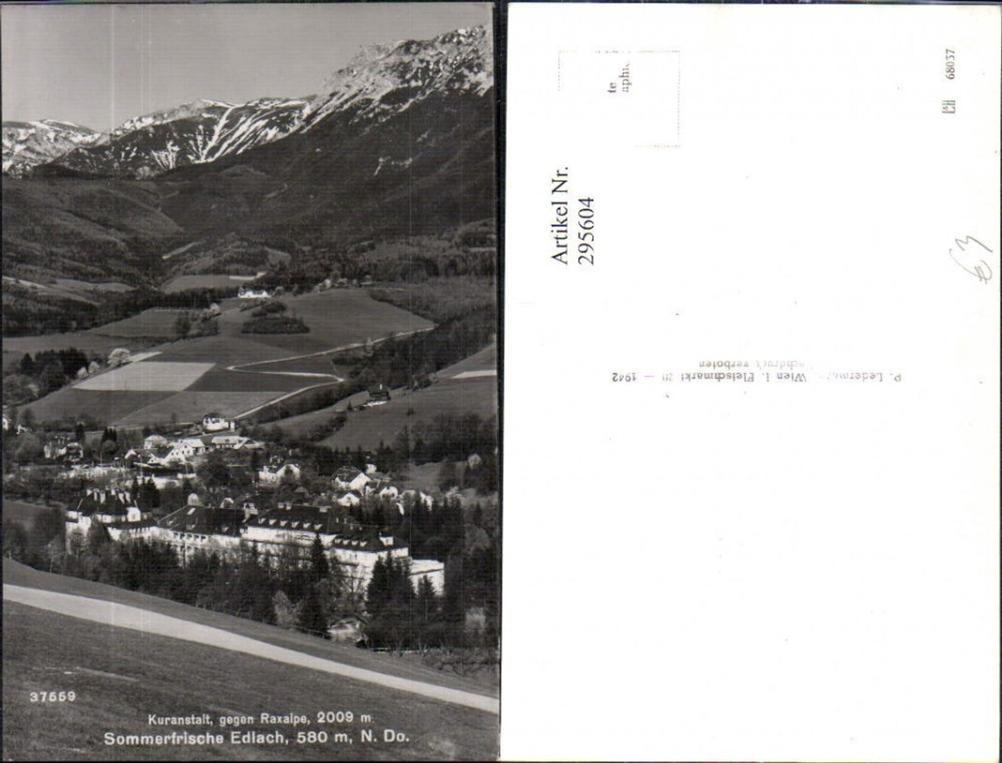 295604,Edlach b. Reichenau Totale m. Kuranstalt geg. Raxalpe Bergkulisse