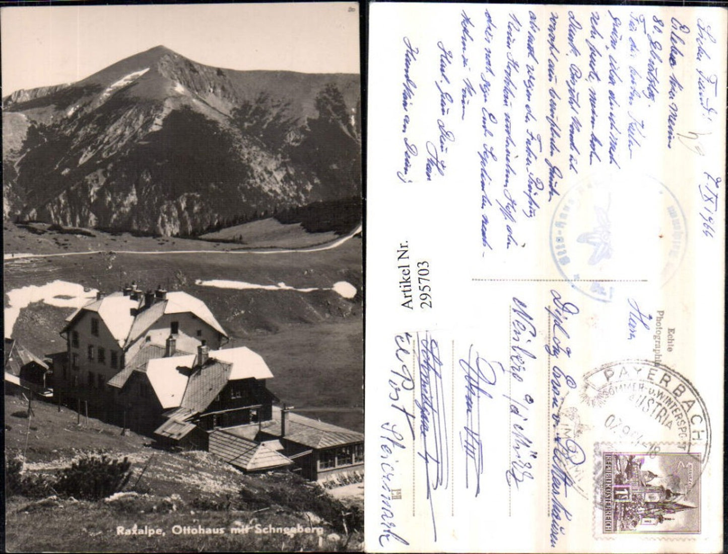 295703,Raxalpe Ottohaus Berghütte m. Schneeberg Bergkulisse b. Reichenau