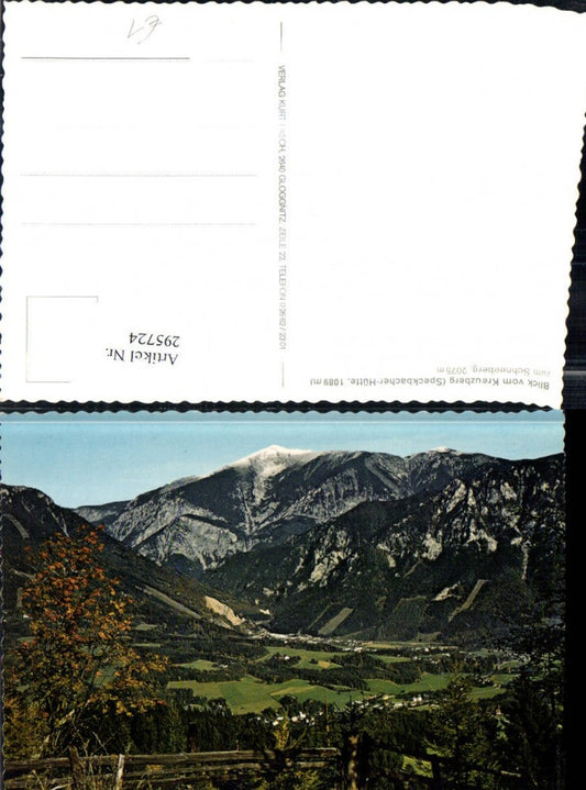 295724,Blick vom Kreuzberg auf Edlach Totale m. Schneeberg Bergkulisse