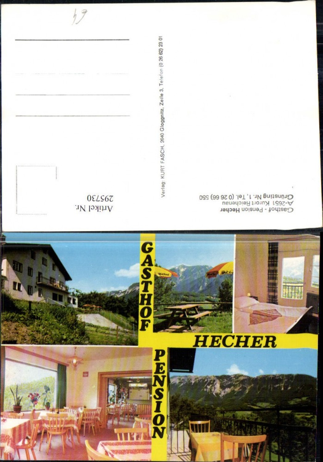 295730,Gasthof Pension Hecher b. Reichenau Terrasse Zimmer Mehrbildkarte