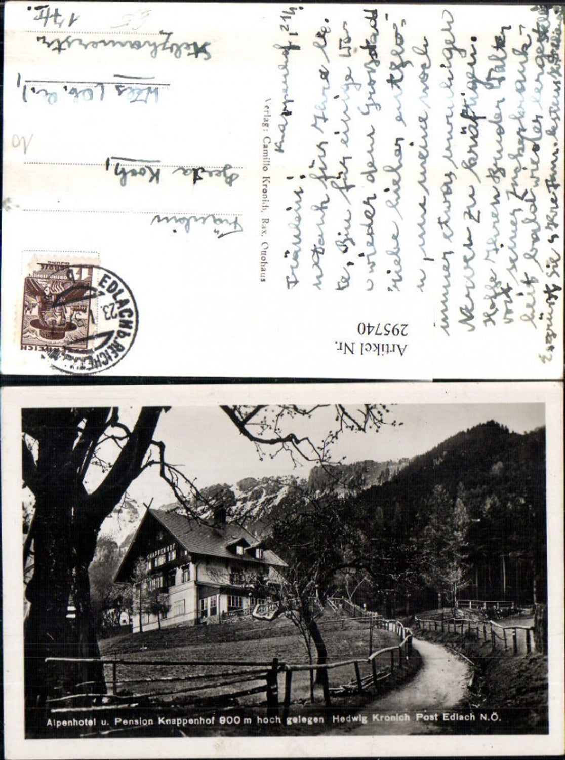 295740,Alpenhotel u. Pension Knappenhof b. Edlach Reichenau an d. Rax