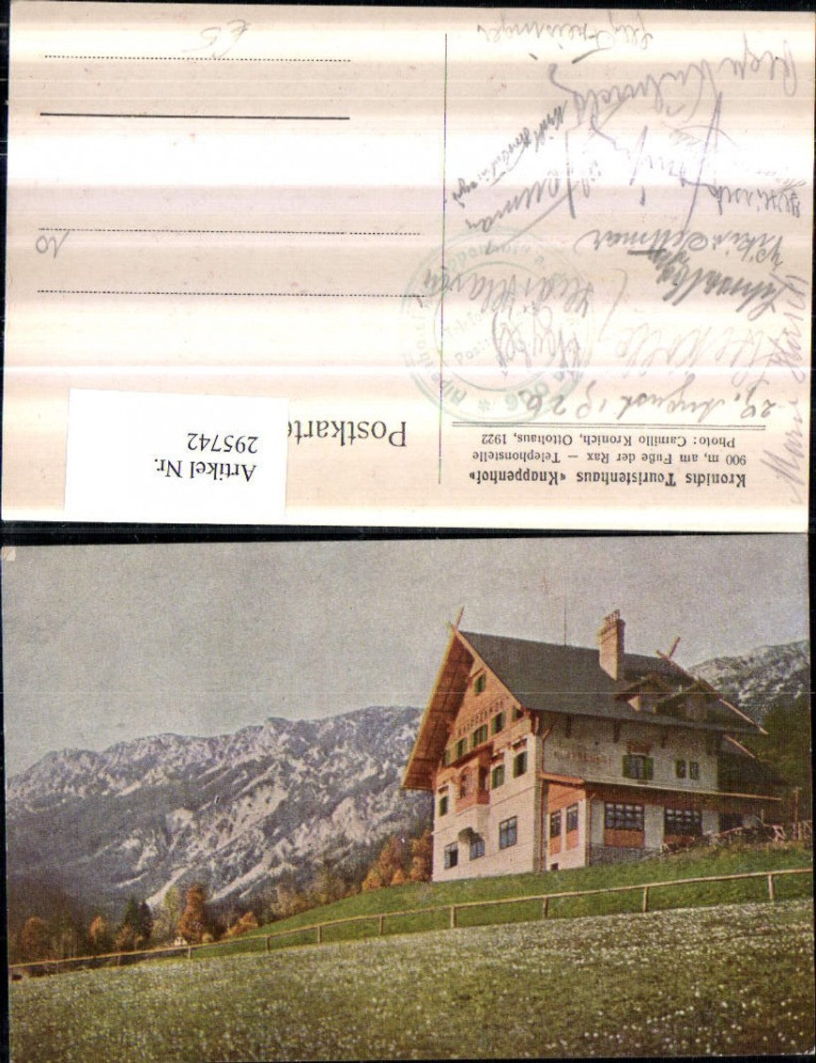 295742,Touristenhaus Knappenhof b. Edlach Reichenau an d. Rax Bergkulisse