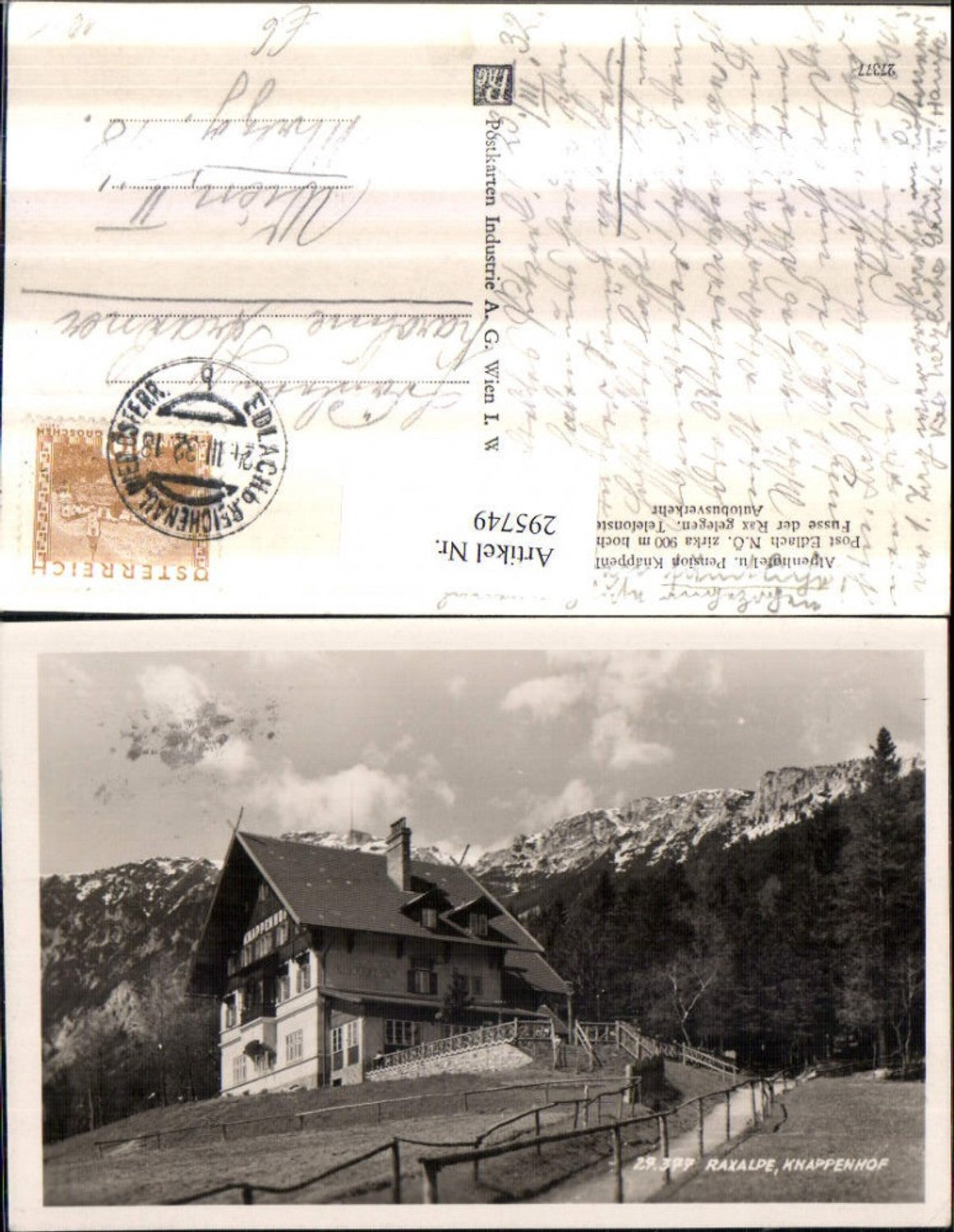295749,Raxalpe Alpenhotel u. Pension Knappenhof b. Edlach Reichenau Bergkulisse