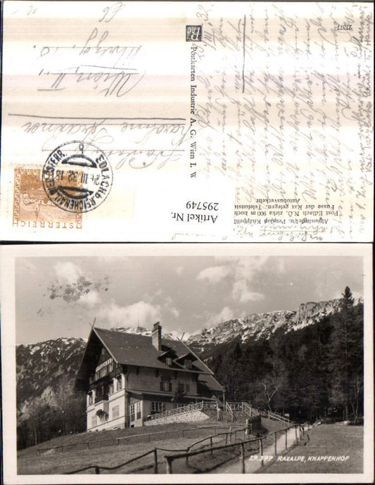 295749,Raxalpe Alpenhotel u. Pension Knappenhof b. Edlach Reichenau Bergkulisse