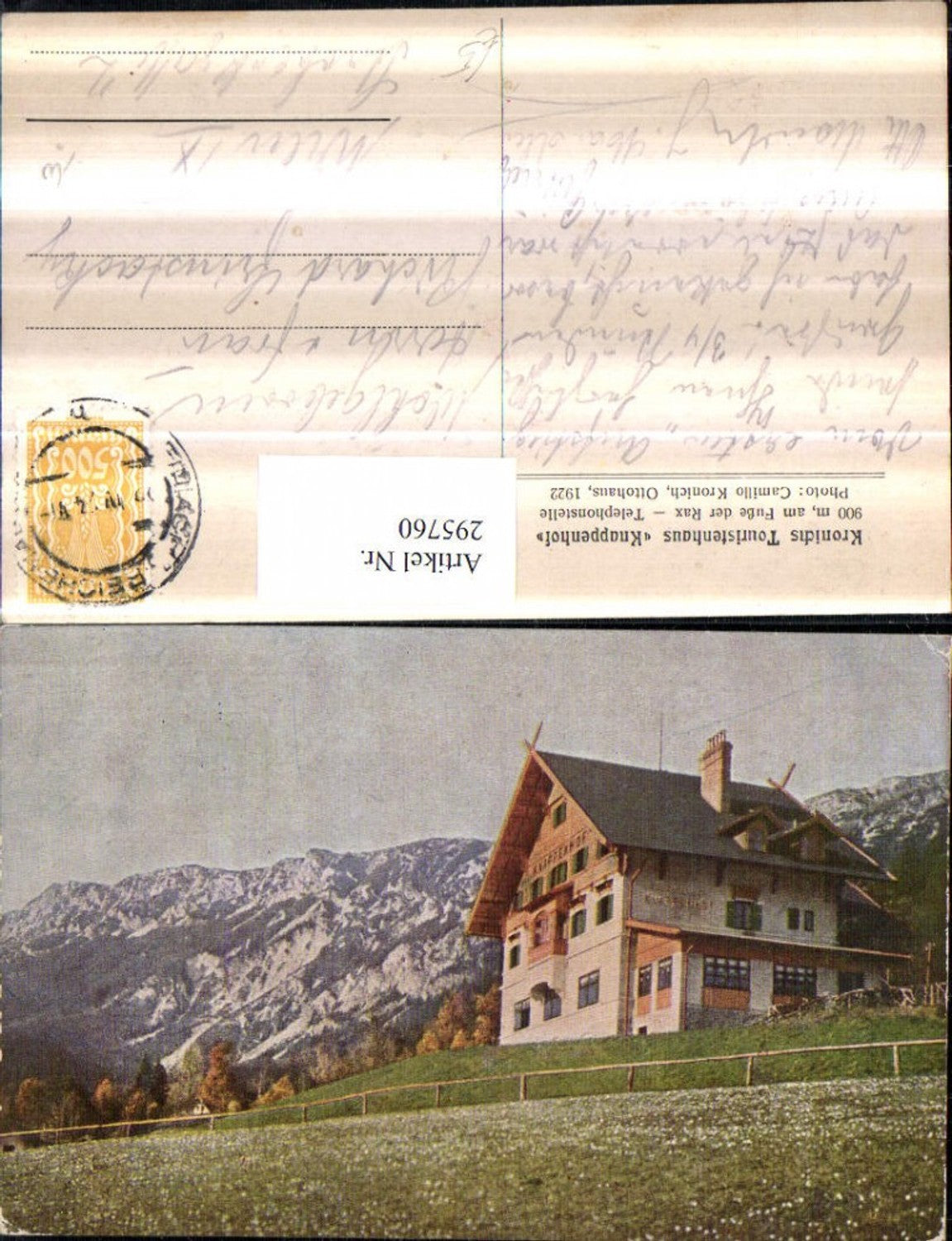295760,Touristenhaus Knappenhof b. Edlach Reichenau an d. Rax Bergkulisse