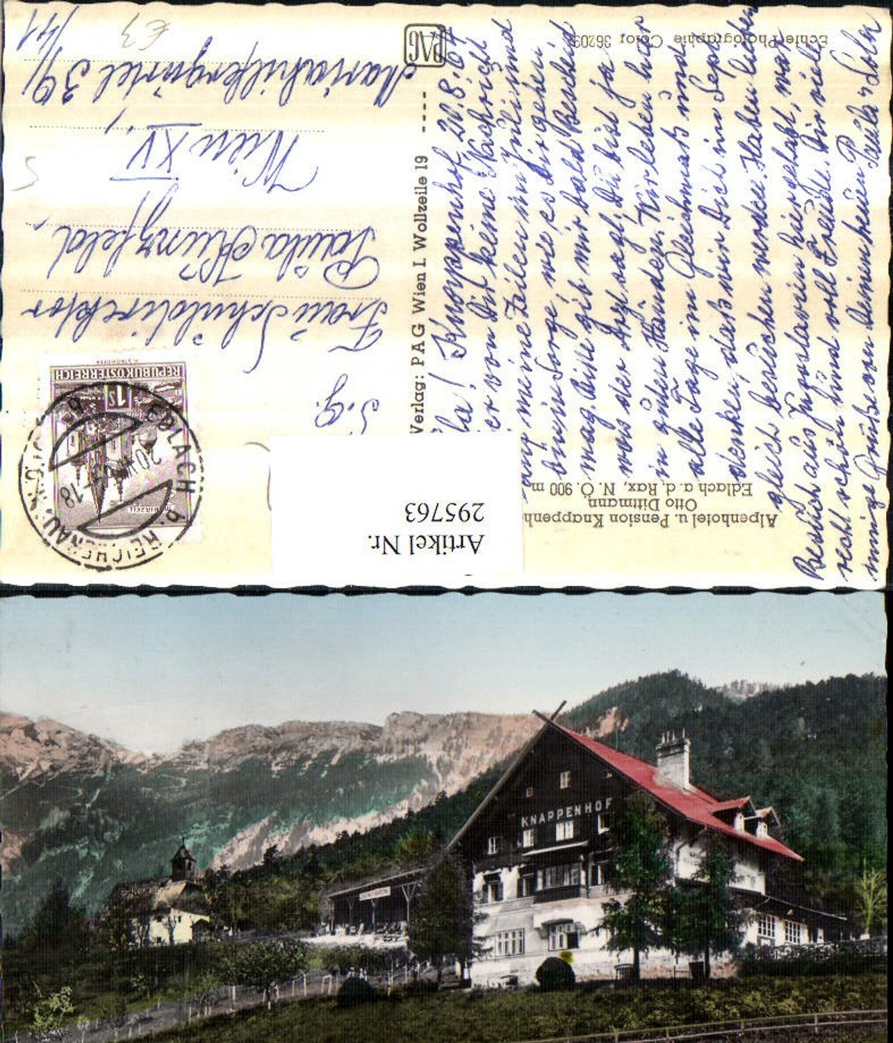 295763,Alpenhotel u. Pension Knappenhof b. Edlach Reichenau an d. Rax Bergkulisse