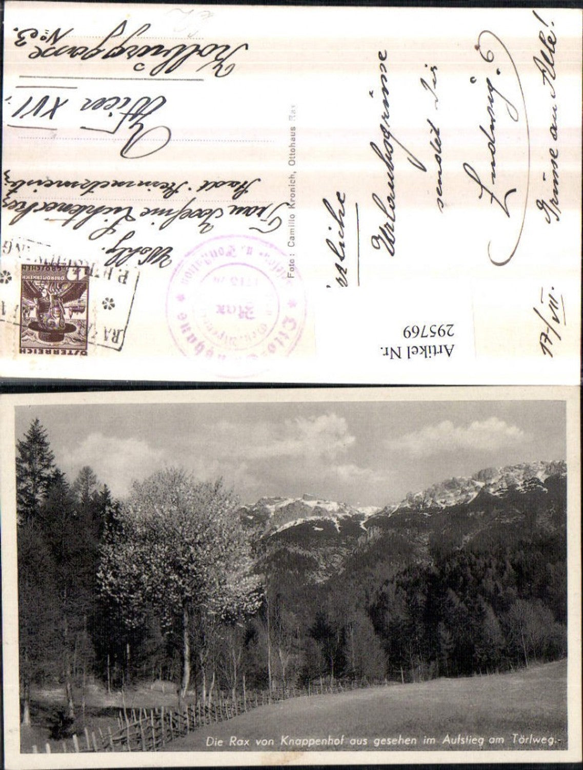 295769,Rax Bergkulisse von Knappenhof aus gesehen b. Edlach