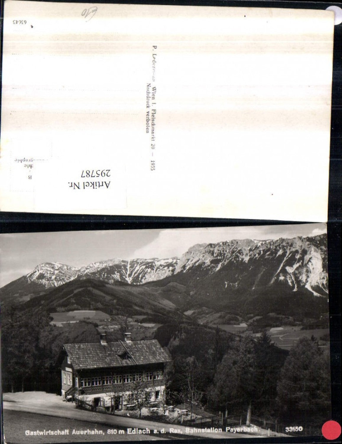 295787,Edlach an d. Rax Gastwirtschaft Auerhahn Bergkulisse