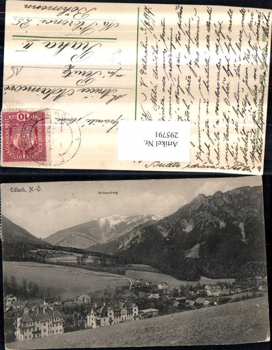 295791,Edlach an d. Rax Totale m. Schneeberg Bergkulisse