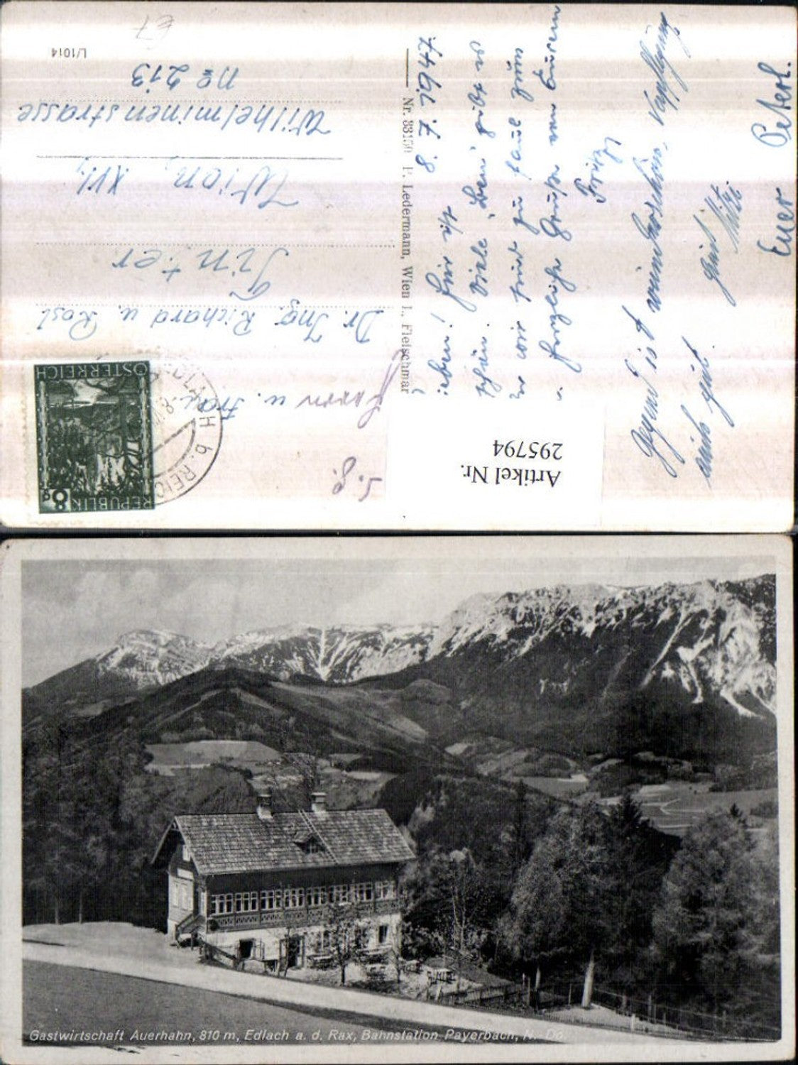 295794,Edlach an d. Rax Gastwirtschaft Auerhahn Bergkulisse