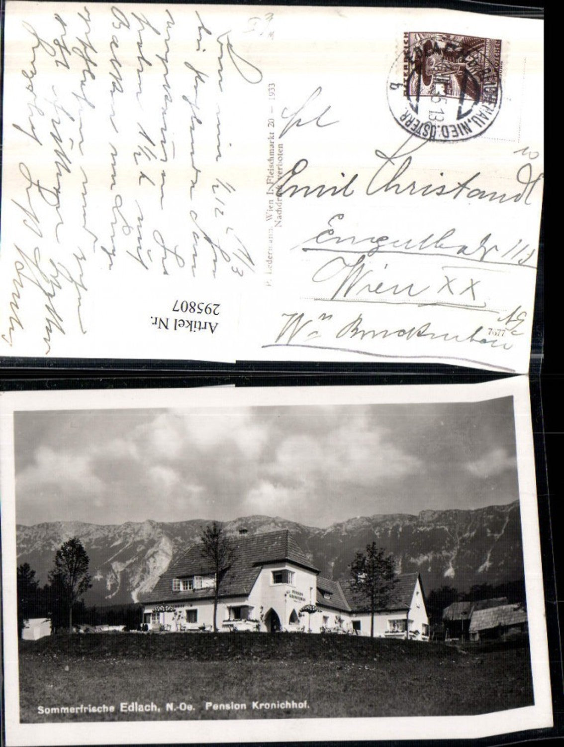 295807,Edlach an d. Rax Pension Kronichhof Bergkulisse