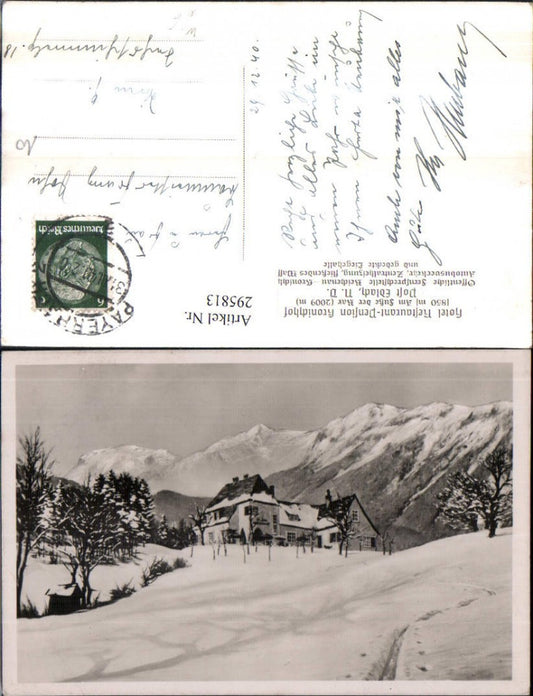 295813,Pension Restaurant Kronichhof b. Edlach an d. Rax Bergkulisse Winterbild