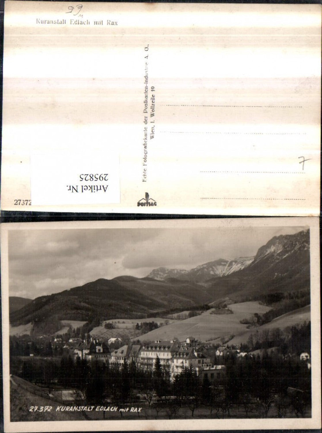 295825,Edlach an d. Rax Teilansicht Kuranstalt m. Rax Bergkulisse
