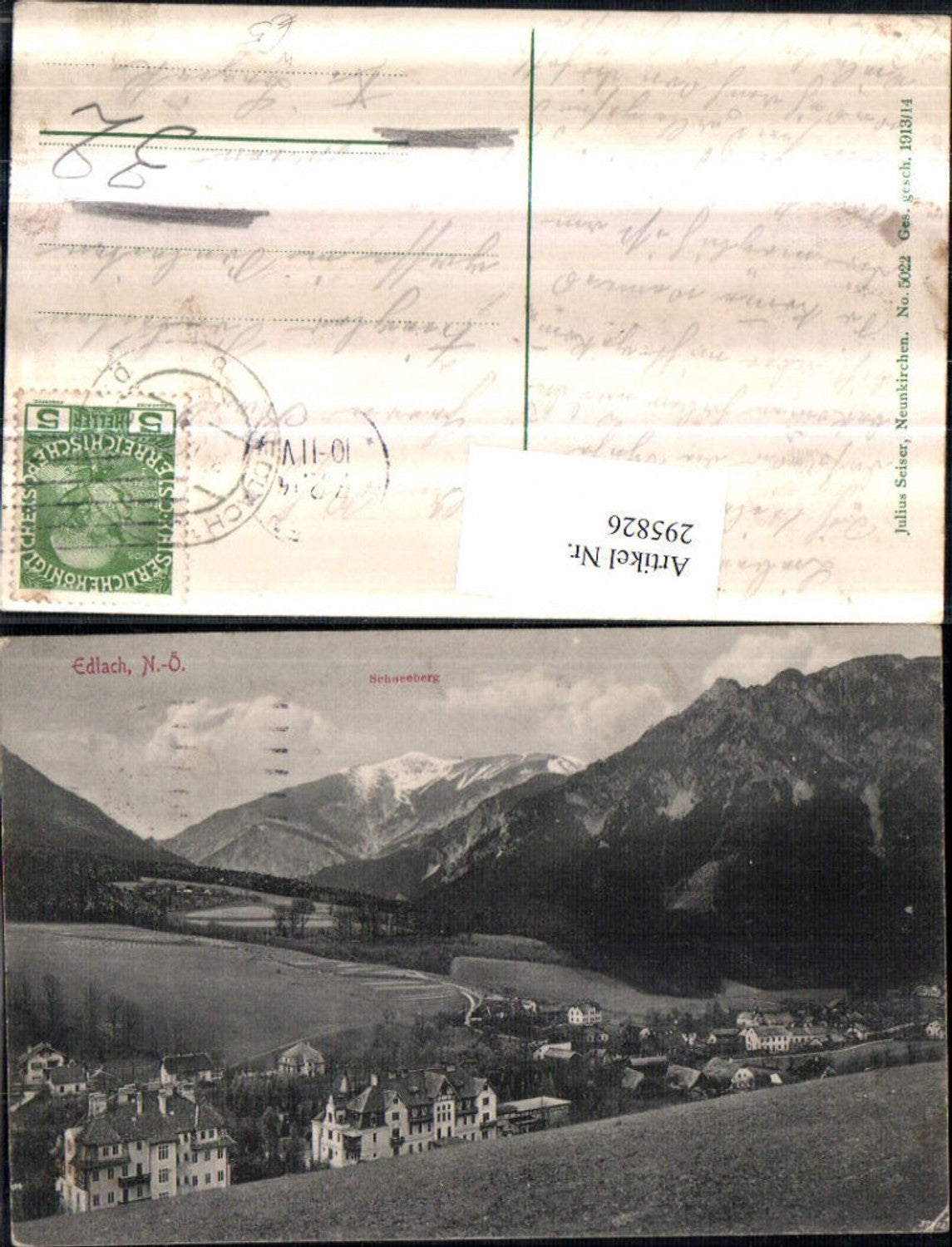 295826,Edlach an d. Rax Totale m. Schneeberg Bergkulisse