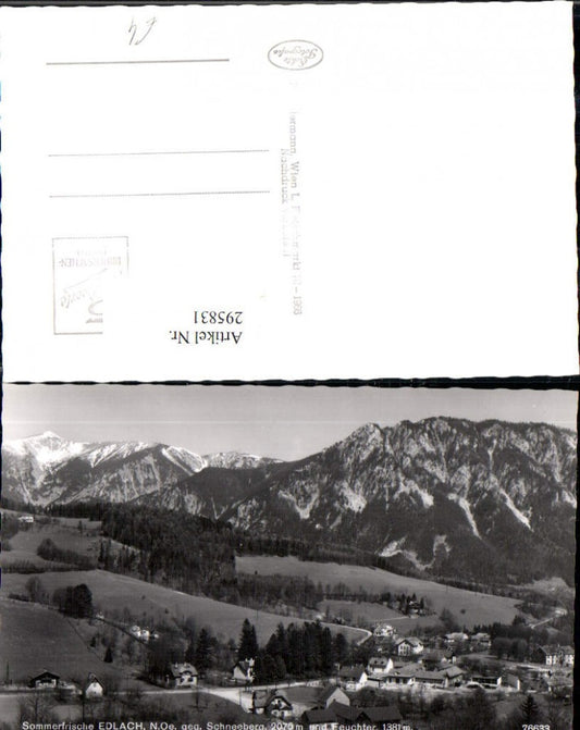 295831,Edlach an d. Rax Totale geg. Schneeberg u. Feuchter Bergkulisse