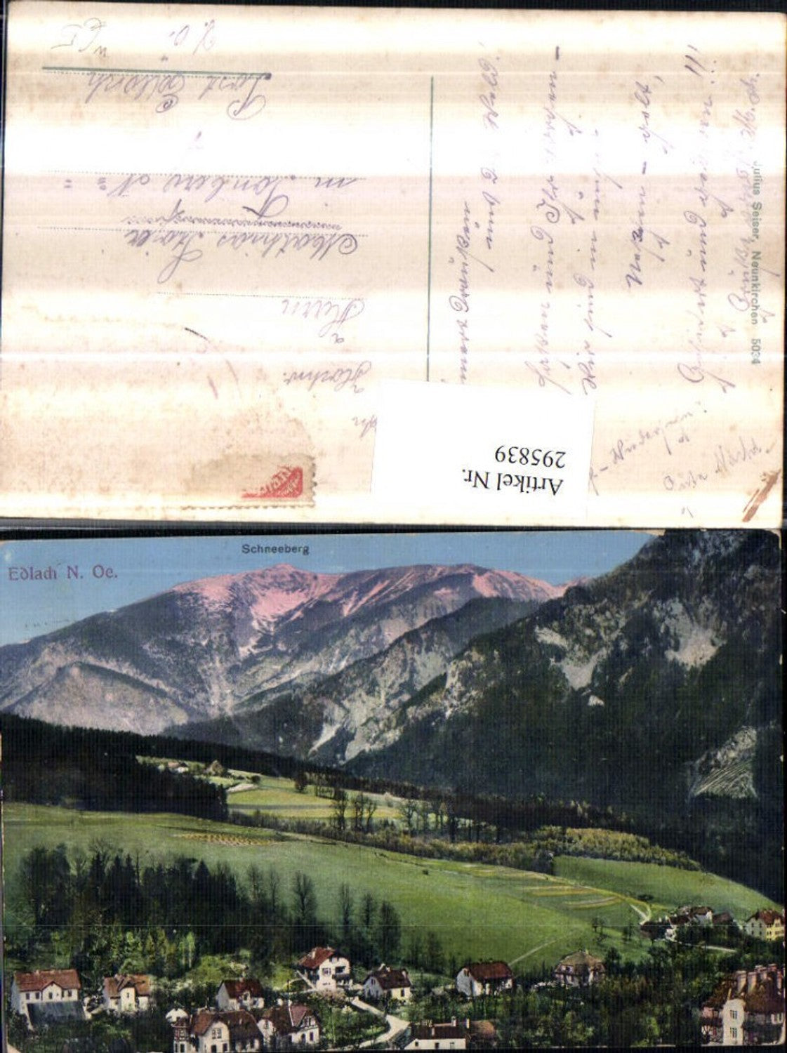 295839,Edlach an d. Rax Teilansicht m. Schneeberg Bergkulisse